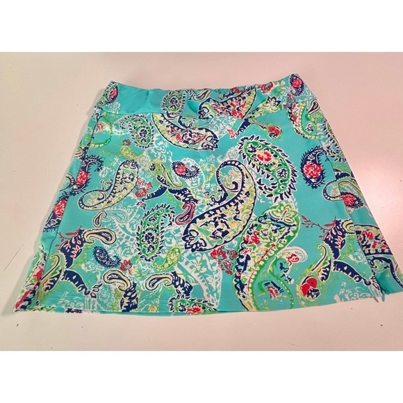 Aryeh Pants - Aryeh Paisley Print Skort Aqua Paisley Sz L Tennis Pickleball Resort Beach